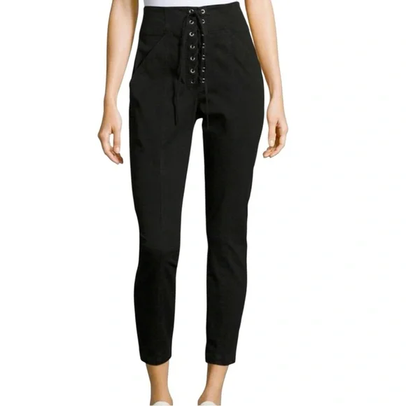 A.L.C Black Lace-Up High Rise Skinny Pants Size 4 - Picture 2 of 11